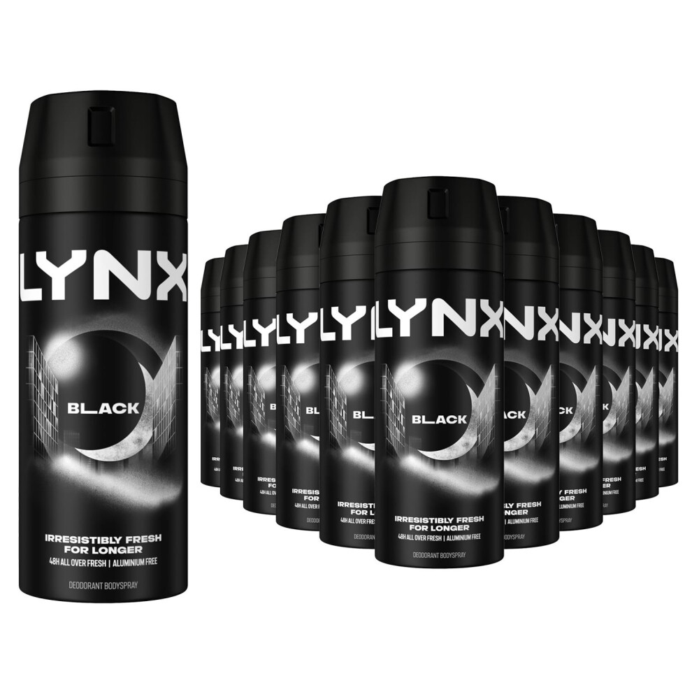 Lynx Men's Black Body Spray Deodorant 48Hrs Hd Fragrance 150Ml, 12 Pack - Image 4