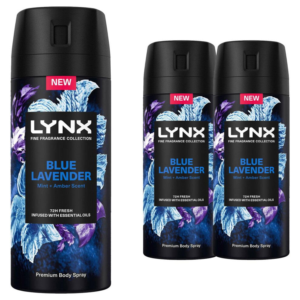 Lynx (Buy 3) Fine Fragrance Collection Blue Lavender Deodorant Body Spray 150Ml