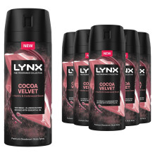 Lynx Body Spray Fine Fragrance Collection Cocoa Velvet for Men 150ml, 6 Pack