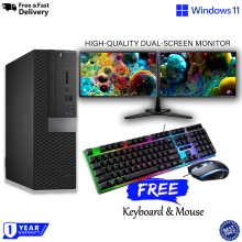 Dell Desktop Setup Core i5 8GB Ram, 480GB SSD - Dual Monitor (23" x 2) Full HD - Refurbished