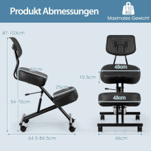 Ergonomikus térdelőszék állítható magassággal és háttámlával