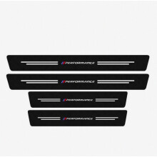 Car Door Sill Protector Stickers, Leather Carbon Fiber Style, 4 Pieces, Anti-Scratch Threshold Covers, Durable Interior Trim for Sedans an