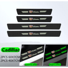 Set of 4 Carbon Fiber Car Door Sill Protectors, Adhesive Step Plates, Decorative Pedal Trim for Vehicle Entry Protection
