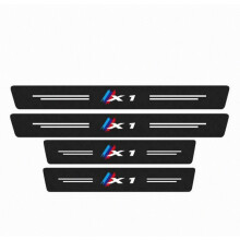 Carbon Fiber Car Door Sill Protectors, Welcome Pedal Decals, 4 Pcs, Scratch Guard Trim for Car Entry Protection
