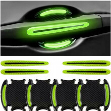 8 Pcs Scratch Protection Car Door Handle Stickers, 3D Self-Adhesive Protective Covers, Green