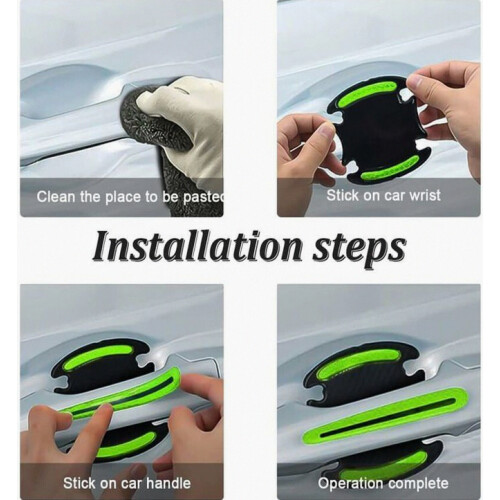 8 Pcs Scratch Protection Car Door Handle Stickers, 3D Self-Adhesive Protective Covers, Green 2