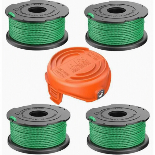 4 Replacement Spools with 1 Cutting Cap for Trimmer, Durable Line Spool Set for Easy Garden Maintenance
