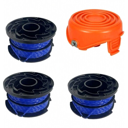 3-Pack Replacement Spools for Grass Trimmer, With 1 Cap, Compatible with GL315 GL350 GL650, Black, Durable Nylon Line