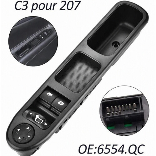 Front Left Electric Window Switch for 207, Main Power Window Control 6554.QC, Driver Side Window Regulator Switch