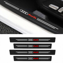 Car Door Sill Protectors, 4 Pcs Leather Sticker Pedal Threshold Covers for Audi A3 A4 A5 A6 Q3 Q5 Q7 S3 S4 S Line