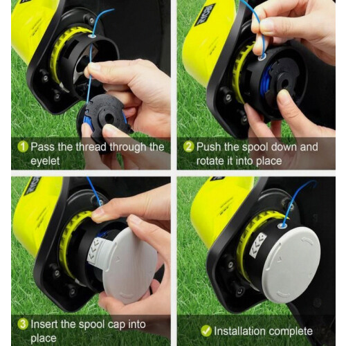Trimmer Line Spool with Cover, 6-Pack Grass Strimmer Replacement Spools for Cordless String Trimmers, Durable Nylon Line 2