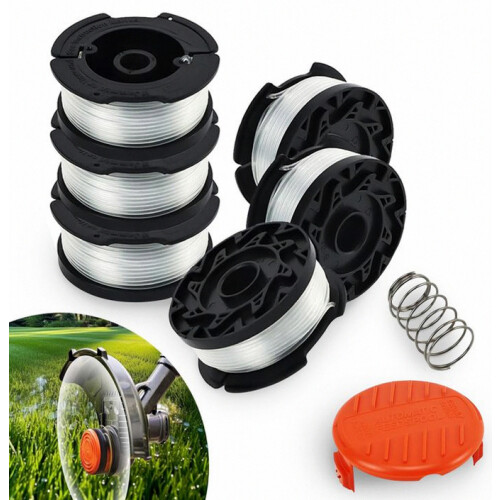 Trimmer Line Spool for Cordless Grass Trimmers, 6 Replacement Spools with 1 Spring and 1 Spool Cover
