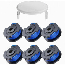 Paquete de 7 bobinas de hilo para desbrozadora, 6 bobinas de repuesto y 1 tapa, compatible con desbrozadora inalámbrica, hilo de corte para bordes y