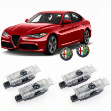 Welcome Door Light LED Laser Logo Projector for Brera Giulietta Giulia Mito Spider Stelvio, Entry Lighting Pack of 4