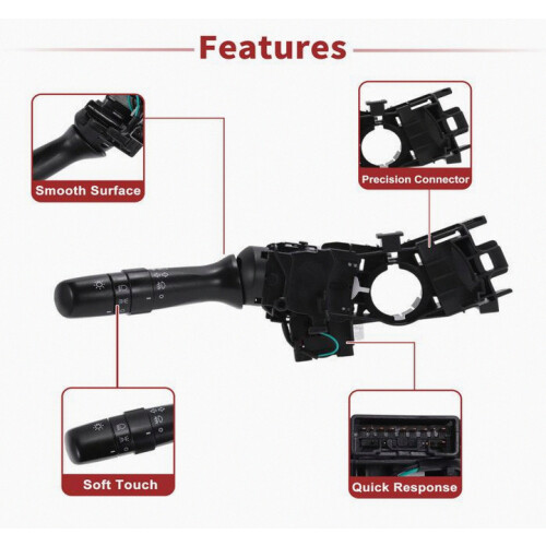 Turn Signal Switch for Toyota Yaris 2007-2012, Multifunction Black Plastic Replacement, 1 Piece 2