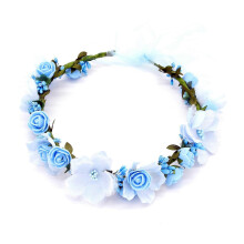 (Blue) Bandprydd konstgjord blomsterkrans för alla huvuden och tillfällen