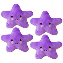 (purple) 4 Pack Cute Star Plush Squeaky Chew Toys