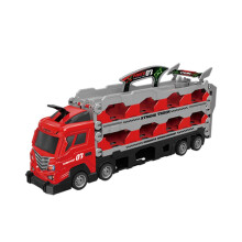 (Red) Lastbilstransportleksak för barn 3+ med legeringsbil och 2,1 meter hopfällbar bana, blå
