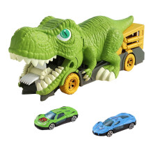 (2 small cars) Funny Dinosaur Transport Truck Vehicle Playset Portable Carrier