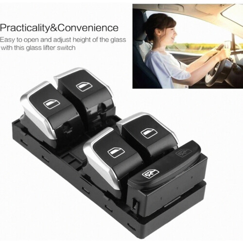 Window Switch for Car, Rust-Resistant Side Panel Control, Easy Installation, Suitable for Home or Office Use, Durable Black Switch 1