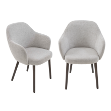 (Fabric, Grey) Set of 2 fabric bridge chairs, 51 cm wide - ERNEST