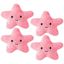 (pink) 4 Pack Cute Star Plush Squeaky Chew Toys