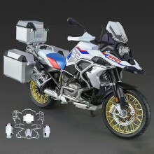 (Foam box-with trunk) 1/9 Scale Alloy R1250 GS ADV Racing Motorcycle Model with Light Diecast for Kids Gift