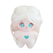 (Beige) Poupée anime en coton nu de 10 cm, grands yeux, coiffure à faire soi-même, peluche non finie