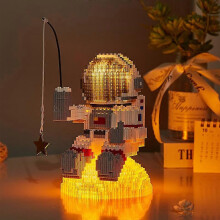 (Fishing Star Astronaut) XIANRENGE 1368-teiliges leichtes Astronauten-Baustein-Mini-Weltraum-Mond-Satelliten-Diamanten-Spielzeug