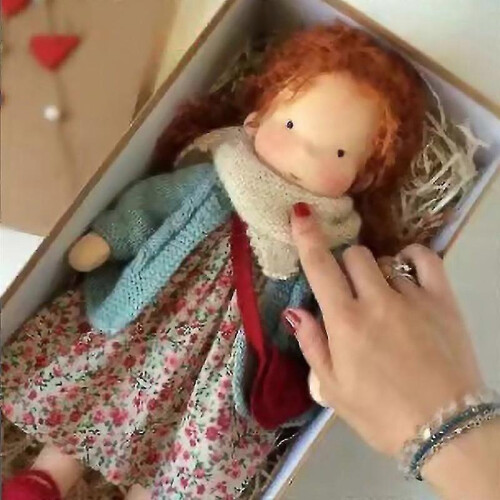 (stay 08) Handgefertigte Waldorf-Strickplüschpuppe – Weihnachts- oder Geburtstagsgeschenk für Mädchen