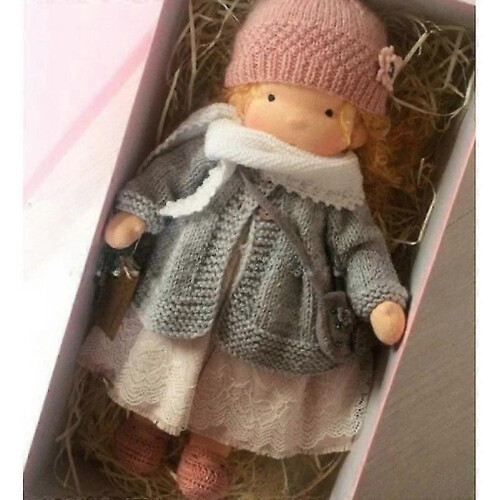 (stay 23) Handgefertigte Waldorf-Strickplüschpuppe – Weihnachts- oder Geburtstagsgeschenk für Mädchen