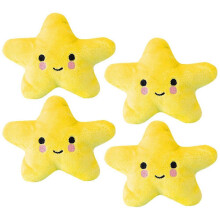 (yellow) 4 Pack Cute Star Plush Squeaky Chew Toys