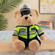 (Green) Pluszowy miś Furry Traffic Officer dla dzieci i dorosłych