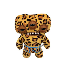(leopard, 1pcs) Fula söta stora tänder monster plysch nyckelring Funko Pop-stil leksak