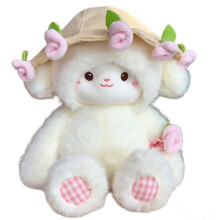 (pink) Cute Plush Lamb Doll with Rose Flower Hugging Pillow for Kids Birthday Valentine Gift