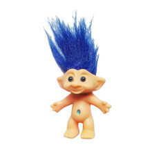 (Blue, 10cm) 2025 10 cm Trollpuppe mit langem, buntem Haar, Mini-Figur, liebenswerter Kobold, hässlicher Elf, Spielzeug