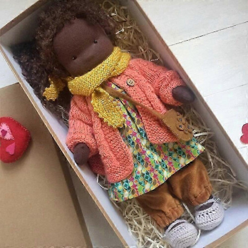 (stay 25) Handgefertigte Waldorf-Strickplüschpuppe – Weihnachts- oder Geburtstagsgeschenk für Mädchen