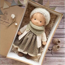 (stay 32) Poupée Waldorf tricotée à la main, en peluche, cadeau de Noël ou d'anniversaire pour les filles