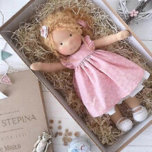 (stay 15) Handmade Waldorf Knitted Plush Doll Christmas Birthday Gift for Girls