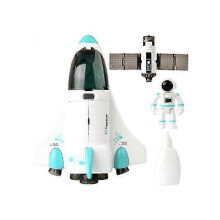 (blue) 25-26 Kids Educational Spray Sound Light Aerospace Toy Rocket Shuttle Satellite