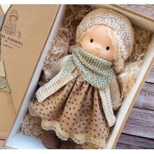 (stay 30) Handgefertigte Waldorf-Strickplüschpuppe – Weihnachts- oder Geburtstagsgeschenk für Mädchen
