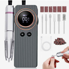 Lima per Unghie Professionale da 35.000 giri/min, Batteria Ricaricabile da 2400 mAh, Display LED, 62 Punte per Limatura, per Manicure e Pedicure