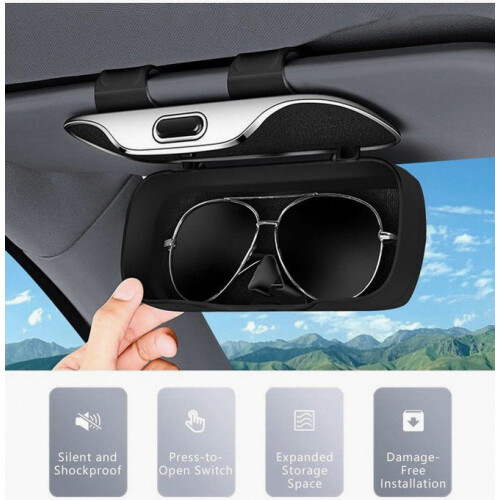 Custodia per occhiali da auto, parasole per auto, supporto per occhiali da sole, custodia portaocchiali per auto compatta e resistente 1