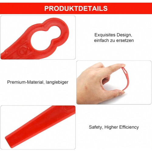 Lame di ricambio per decespugliatore, set da 100 pezzi, materiale ABS resistente, lunghezza 83 mm, larghezza 20 mm 2