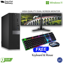 Dell Computer Setup Full HD (23" x 2) Dual Monitor - Core i5 16GB Ram, 480GB SSD - Refurbished