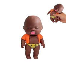 (orange, 1PCS) Cute Black Baby Doll Slow Rebound Squeeze Toy Stress Relief Sensory Palm Size Kids Adults