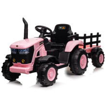 Tractor 12v Ride on Kids Electric Battery with Remote Control and Trailer Pink