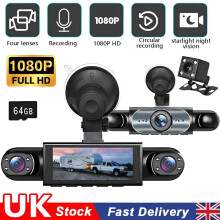 360 4 Channel 1080P HD Car Dash Cam Front and Rear Left Right Camera +64G Card