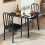 3 Pieces Rectangle Dining Table and Chairs Set Black Glass Tabletop Kitchen 1