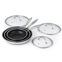 6PCS Induction Non Stick Stainless Steel Cookware Set Cooking Pot Pan With Lids